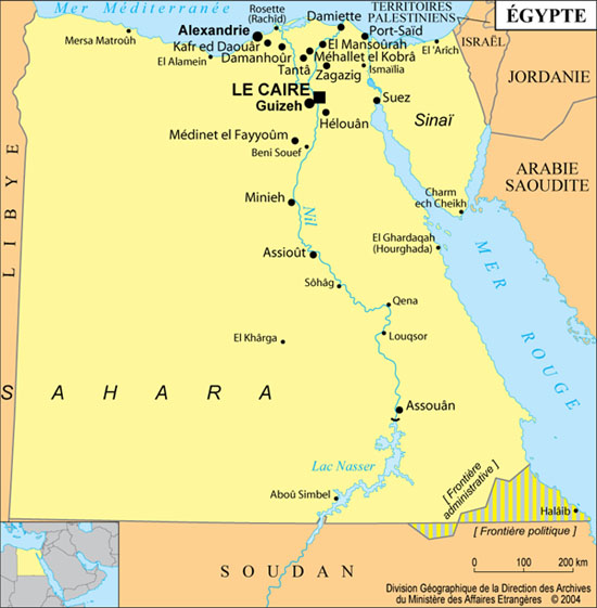 carte de l'Egypte