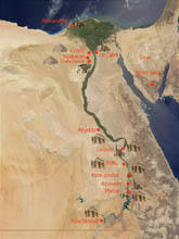 carte d'Egypte, vallée du Nil